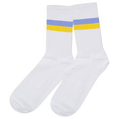 Шкарпетки із жовто-блакитною окантовкою (прапор України, білі) uas-005, Размер носков 43-44