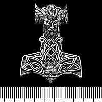 Кулон Молот Тора з Тором та черепом вікінга (срібло, 925 проба) (sp-120)
