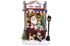 Декор новорічний Санта в магазині іграшок з LED-підсвічуванням, 21*14*33см, полістоун (197-728)