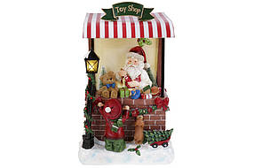 Декор новорічний Санта в магазині іграшок з LED-підсвічуванням, 24*20*40см, полістоун (197-730)