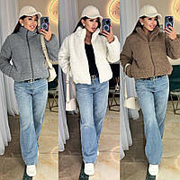 Жіноча куртка хутро 485/0041 без капюшона шубка коротка бомбер (S, М, L розміри) S, мокко