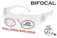 Бифокальные защитные очки Pyramex Intruder Bifocal (+2.0) (clear) прозрачные BF