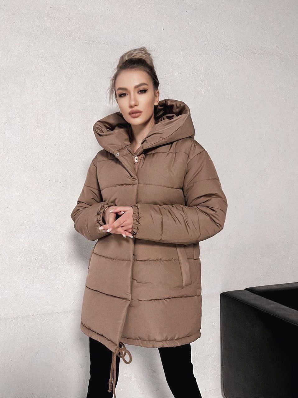 Зимова куртка на синтепоні зефірка зі спущеним рукавом на блискавці та кнопках 42-44, 46-48, фото 1