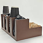 Барний органайзер для кафе, для стаканів, кришок, серветок, цукру, паличок на 9 секцій, коричневий, фото 8