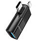 Перехідник 2в1 Type-C та Lightning на USB для підключення флешок HOCO (USB2.0 OTG). Black, фото 4