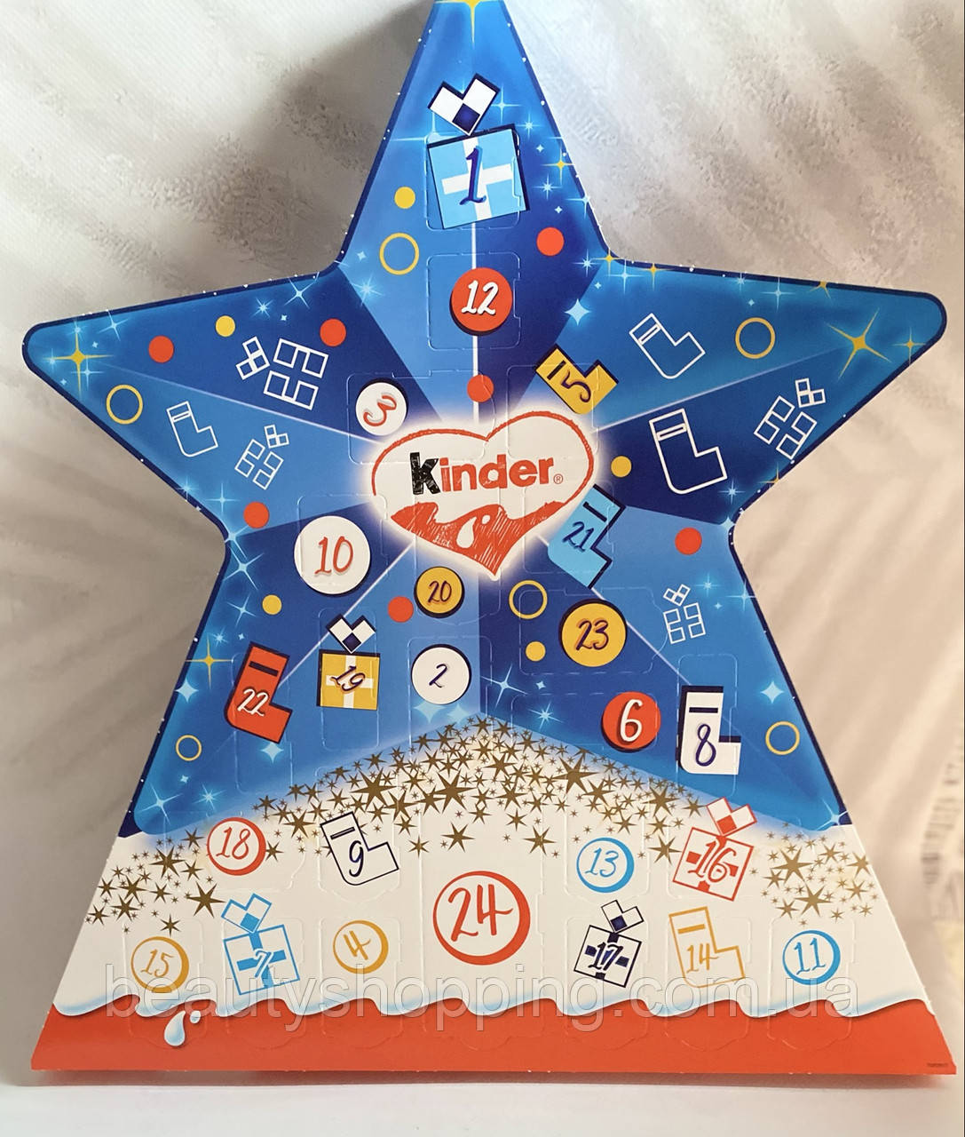 Kinder Star advent calendar Адвент календар із солодощами новорічний молочний шоколад 149g