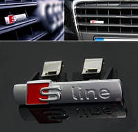 Шильдик эмблема в решетку Audi "S line" Значок ауди цвет хром матовый
