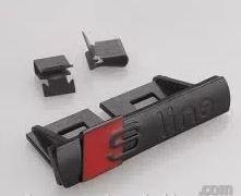 Шильдик емблема в решітку радіатора Audi "S line" Ауді значок колір чорний матовий, фото 1