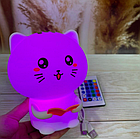 Силіконовий акумуляторний нічник "Котик з книгою" з пультом RGB, бездротовий USB, фото 2