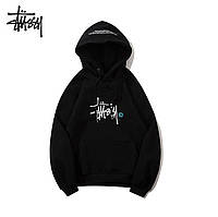 Теплый худи Stussy deep black на флисе L