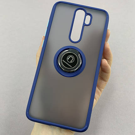 Чохол для Xiaomi Redmi Note 8 Pro чохол з кільцем підставкою на телефон сяомі редмі нот 8 про синій t8b, фото 1