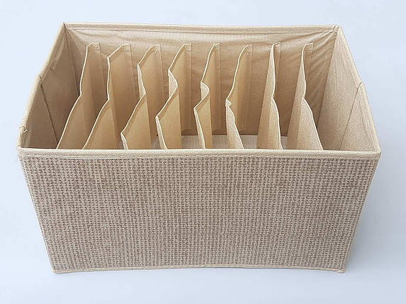 Органайзер 36*25*20 см, на 9 відділень, для зберігання дрібних предметів одягу бежевого кольору, фото 2