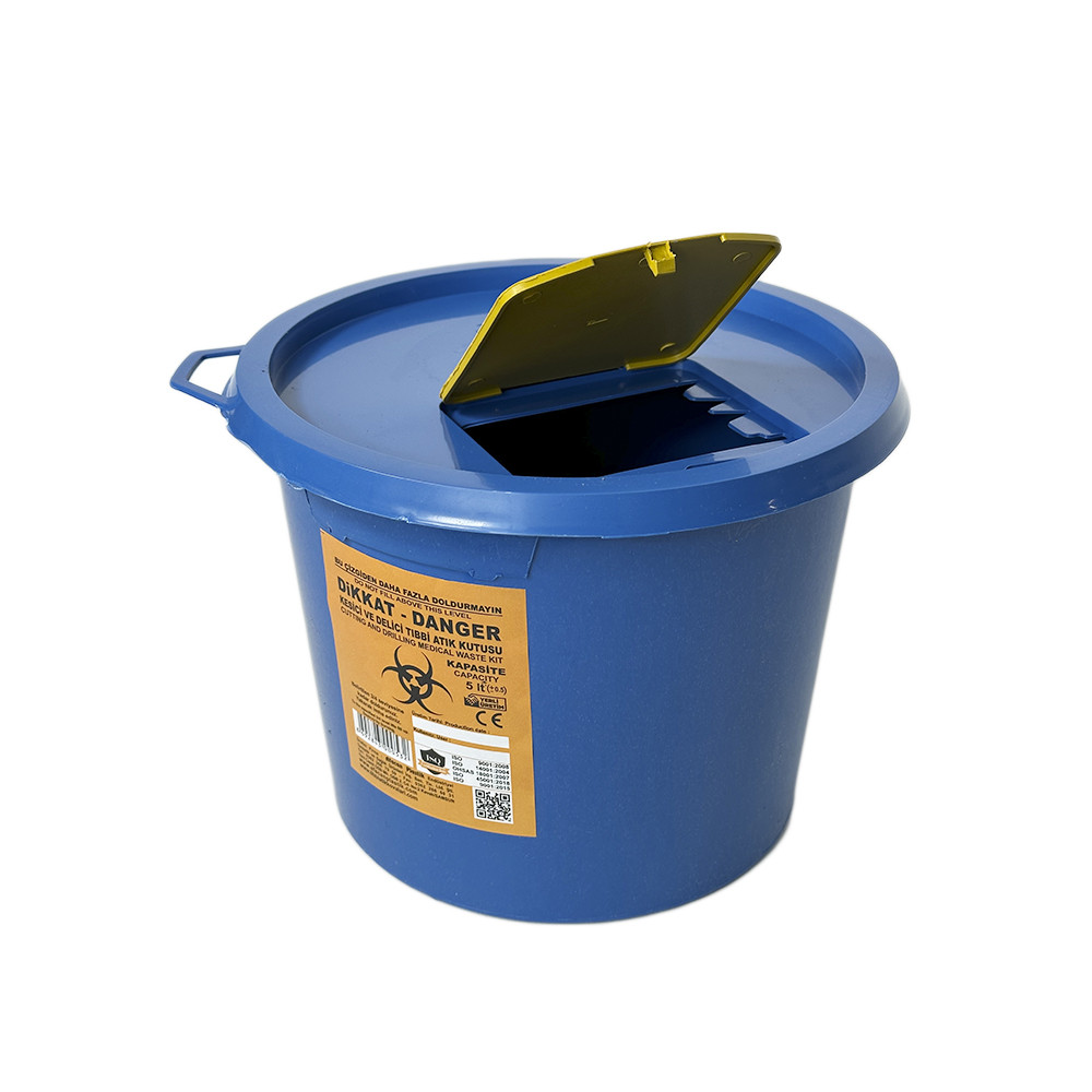Медичний контейнер для відходів 5 л, вторинний пластик, синій Afacan Plastik, фото 1