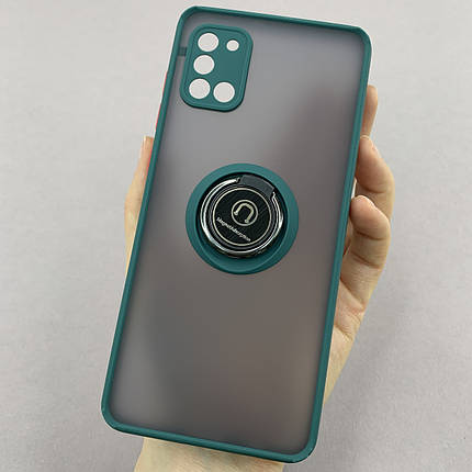 Чохол для Samsung Galaxy A31 чохол з кільцем підставкою на телефон самсунг а31 темно-зелений t8b, фото 1