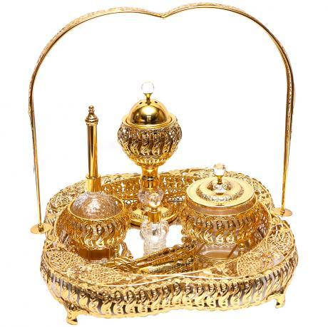 Набір для чаювання золотий B21J606 на підставці MZOPT, фото 1