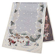 Скатертина-доріжка LiMaSo Зимова пригода 45x140 см гобеленова новорічна срібний люрекс