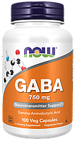 Now foods GABA 750 mg 100 capsules, габа 750 мг, гамк, гамма-аминомасляная кислота