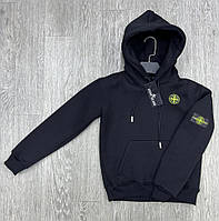 Худі тепле Stone Island на флісі для підлітка 12-17 років, Чорне, 176