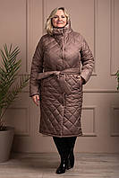 Женское изящное стеганое пальто зимнее шоколад Zeta-m плащевка | Качество люкс