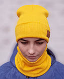 В'язана шапка з хомутом демісезонна КАНТА унісекс розмір дорослий жовтий (OC-924), фото 2