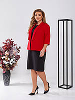 Сучасни костюм ( сукня і жакет) , є Великі Розміри, арт. 508, колір чорний з червоним