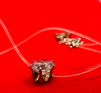 Підвіска на силіконовому шнурку, кольє-невидимка, круглий кристал на волосіні, сріблястий (KG-9149)