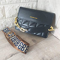 Женская стеганная сумка кросс-боди Jiashqing and bag из экокожи с ремешком Черный (KG-7248)