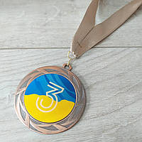 Медаль спортивная наградная с лентой 3 место d=7cм Бронзовый (KG-10770)
