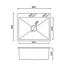 Кухонна мийка GAPPO GS6050 накладна 600x500 мм, нержавіюча сталь, фото 7