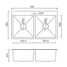 Кухонна мийка GAPPO GS8350-6 накладна 830x500 мм, нержавіюча сталь, поверхня PVD, фото 8