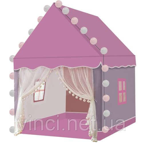 Дитяча палатка з LED світлом Дитячий намет РОЖЕВИЙ Kruzzel 22653 Вігвам Дитячий домік Дитячі палатки Будиночок, фото 1