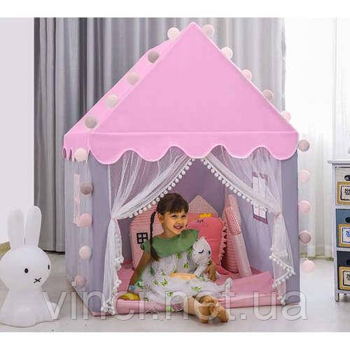 Дитяча палатка з LED світлом Дитячий намет РОЖЕВИЙ Kruzzel 22653 Вігвам Дитячий домік Дитячі палатки Будиночок, фото 1