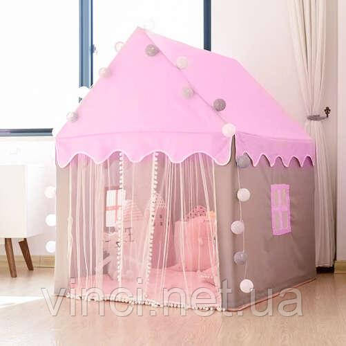 Дитяча палатка з LED світлом Дитячий намет РОЖЕВИЙ Kruzzel 22653 Вігвам Дитячий домік Дитячі палатки Будиночок, фото 1