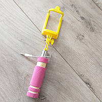 Монопод-селфи палка Mini Розовый с желтым (KG-6611)