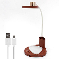 Аккумуляторная гибкая лампа + ночник с USB, LAMP XL-156, Красная / Настольная лампа с органайзером