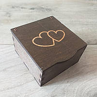 Деревянная подарочная коробка с сердечками 8*8*4 см Коробка для подарка(KG-7485)