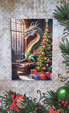 Магніт "Новорічний дракон 2024" №2, 65х100мм, фото 2
