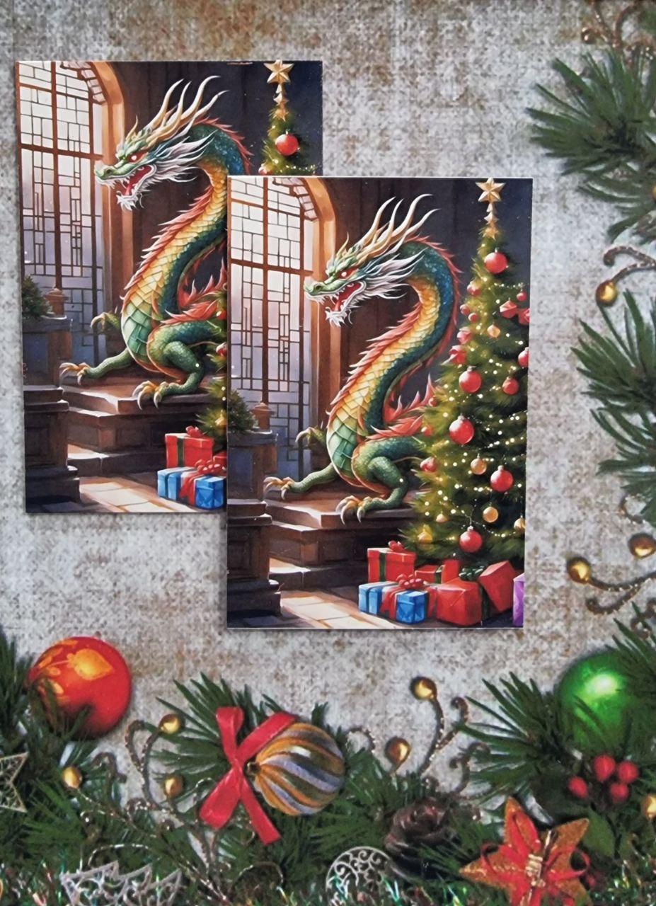 Магніт "Новорічний дракон 2024" №2, 65х100мм