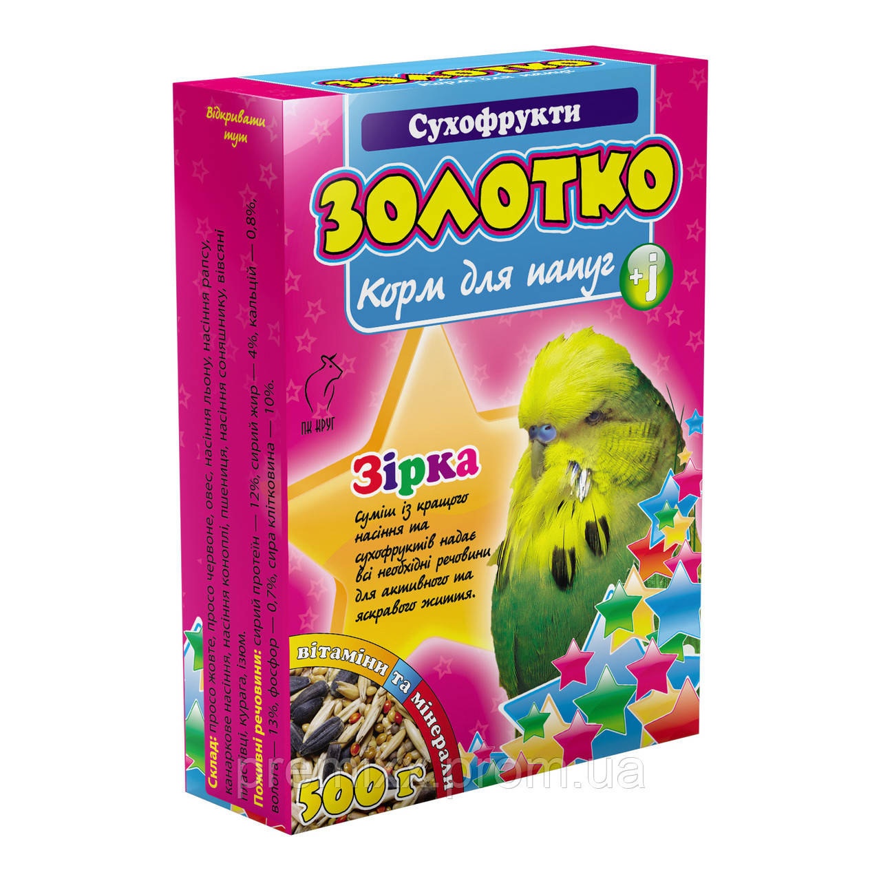 Корм для папуг Золотко Сухофрукти 500 г