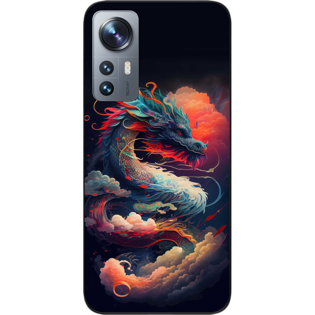 Силіконовий чохол бампер Epik для Xiaomi 12/12X з картинкою Дракон у хмарах