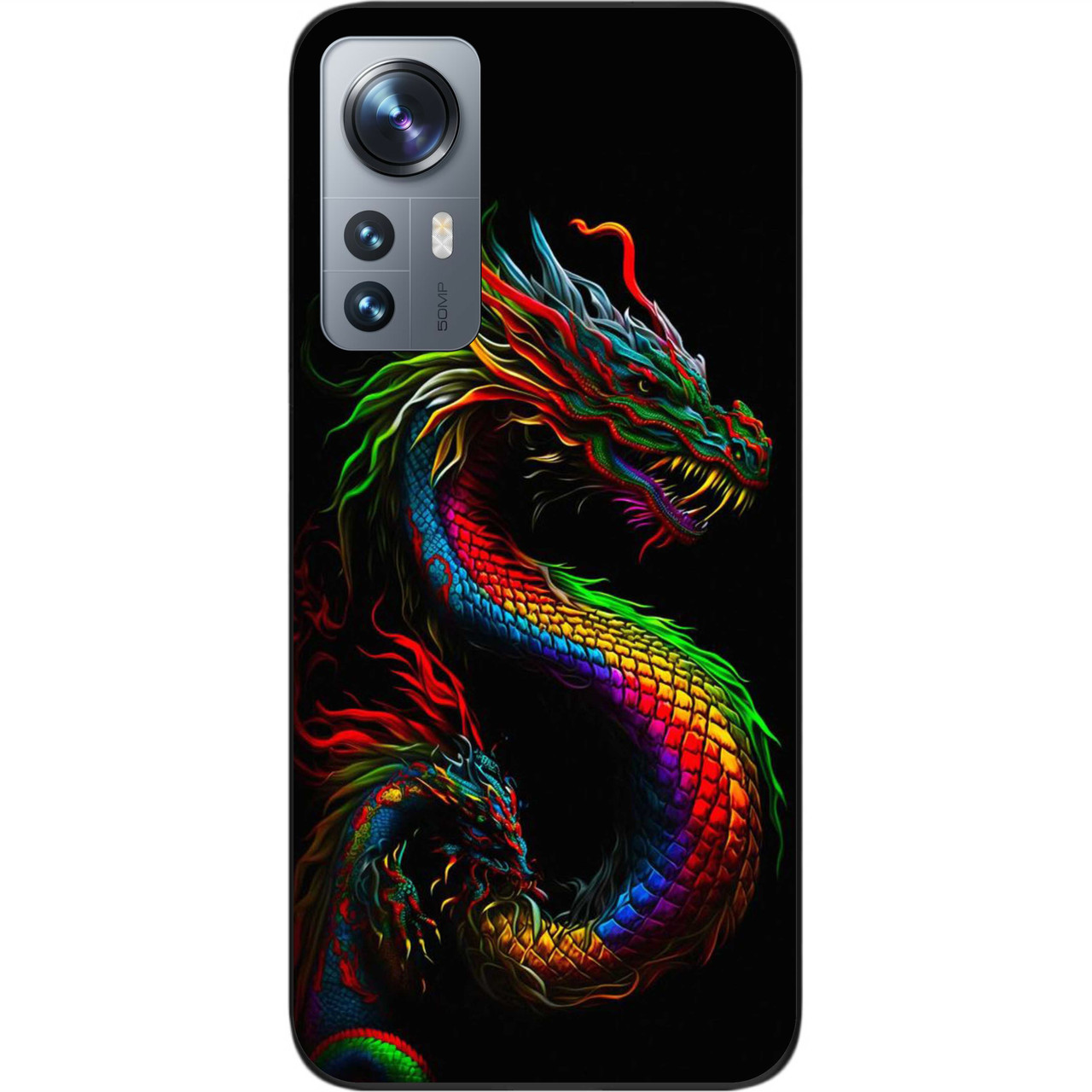 Силіконовий чохол бампер Epik для Xiaomi 12/12X з картинкою Різнобарвний дракон