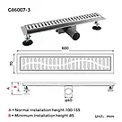 Трап для душу GAPPO G86007-3, 70х600 мм, нержавіюча сталь, фото 6