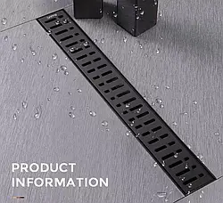 Трап для душу GAPPO G86007-36, 70х600 мм, нержавіюча сталь, чорний