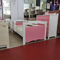 Односпальная кровать "Тахта" - Лика бело-розовая, массив ольхи