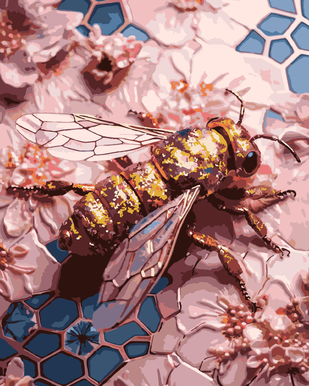 Картина за номерами 40×50 см Kontur. Золота бджілка з фарбами металік DS0566, фото 1