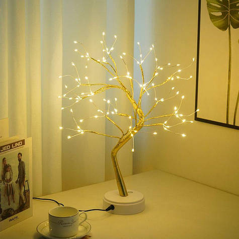 Настільний LED світильник 50см, DIY Auelife, Дерево Бонсай, з USB / Лампа світлодіодна на батарейках