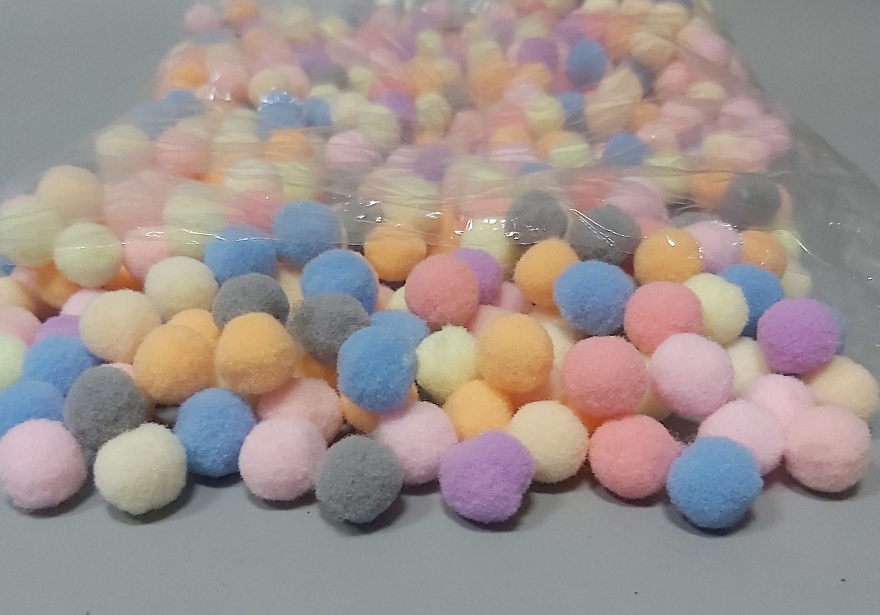 Помпони оксамитові пастельні,5 см/500 шт NEW