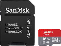 Картка пам'яті SANDISK MicroSDHC 16 GB UHS-I CLASS 10 Ultra A1 (SDSDUNB-016G-GN3IN)