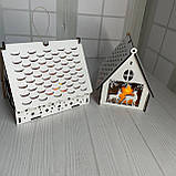 Новорічний підсвічник з Led свічкою  білий "Олені" великий  15*12*14 см, фото 2