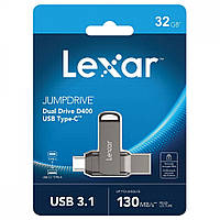 Флеш-Накопитель 32GB OTG LEXAR JumpDrive D400 USB to Type-C (USB 3.1) black